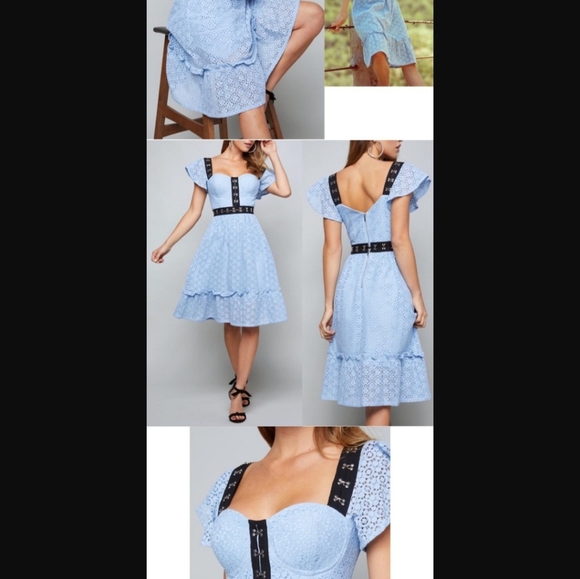 NWT blue bebe Lavine crochet lace dress - Picture 3 of 16